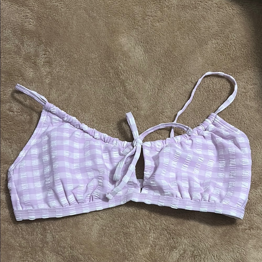 Lavender Gingham Bikini Top